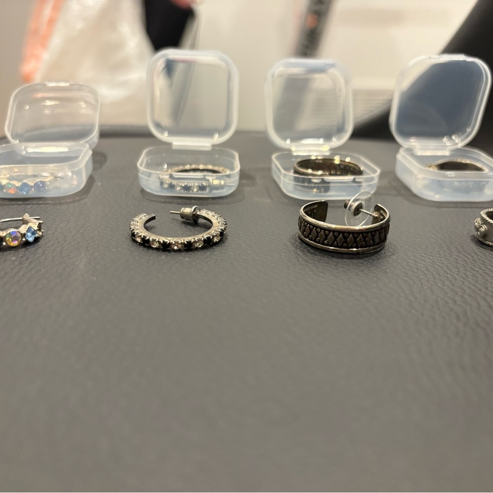 Mixed Metal Hoop Earring Set – 4 Pairs (Boho, Crystal, Vintage-Inspired)